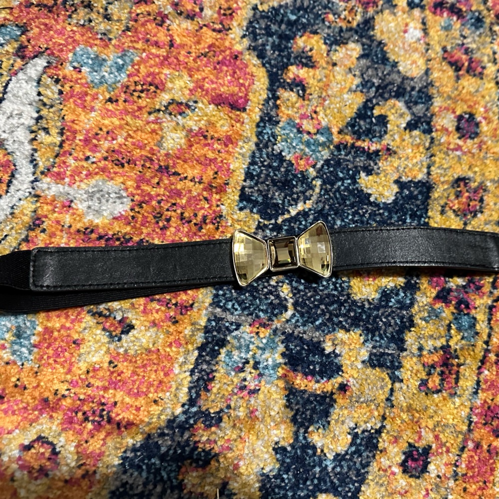 Black bow elastic fashion belt